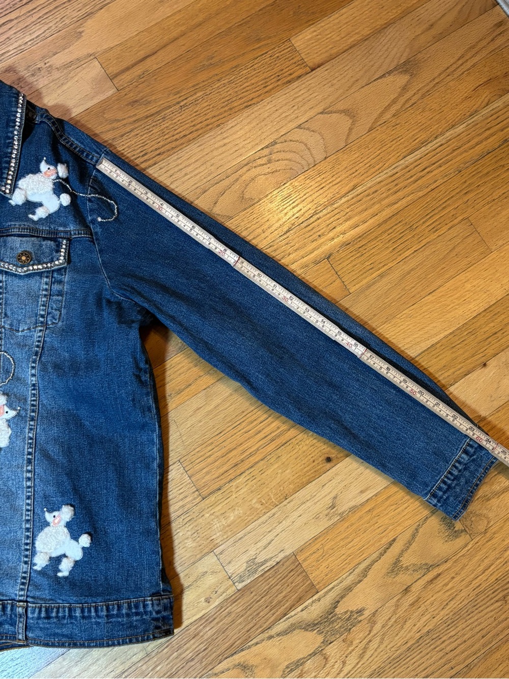 Quacker Factory XL Denim Poodle and Rhinestone Jean Jacket - Picture 12 of 13